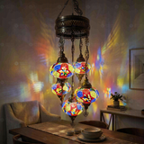 Multicolor multicolor jewel Turkish mosaic chandelier in styled room — handmade Moroccan chandelier (ENV SLT5N3 (3093))