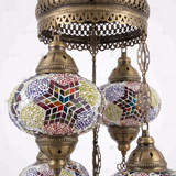 Close-up of Multicolor multicolor jewel mosaic glass globe pattern — chandelier (ENV SLT5N3 (3093))