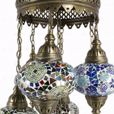Close-up of Multicolor multicolor jewel mosaic glass globe pattern — chandelier (ENV SLT7N3 (01-03-15-17-19-34-74))