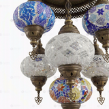 Close-up of Cool Tones mixed cool mosaic glass globe pattern — chandelier (ENV SLT7N3 (12-32-36-40-43-53-61))
