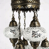Close-up of White white glow mosaic glass globe pattern — chandelier (ENV SLT7N3 (3015))