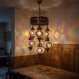 Multicolor multicolor jewel Turkish mosaic chandelier in styled room — handmade Moroccan chandelier (ENV SLT7N3 (3018))