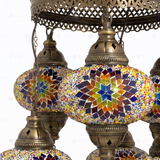 Close-up of Multicolor multicolor jewel mosaic glass globe pattern — chandelier (ENV SLT7N3 (3018))