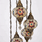 Close-up of Multicolor multicolor jewel mosaic glass globe pattern — chandelier (HLZ5N3 (3007))
