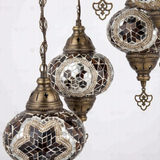 Close-up of Warm Tones mixed warm mosaic glass globe pattern — chandelier (HLZ5N3 (63-64-67-88-89))