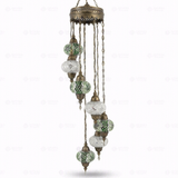 Full view of handmade Green green jewel Turkish mosaic chandelier on white background (HLZ7N3 (3003X4-3068X3))