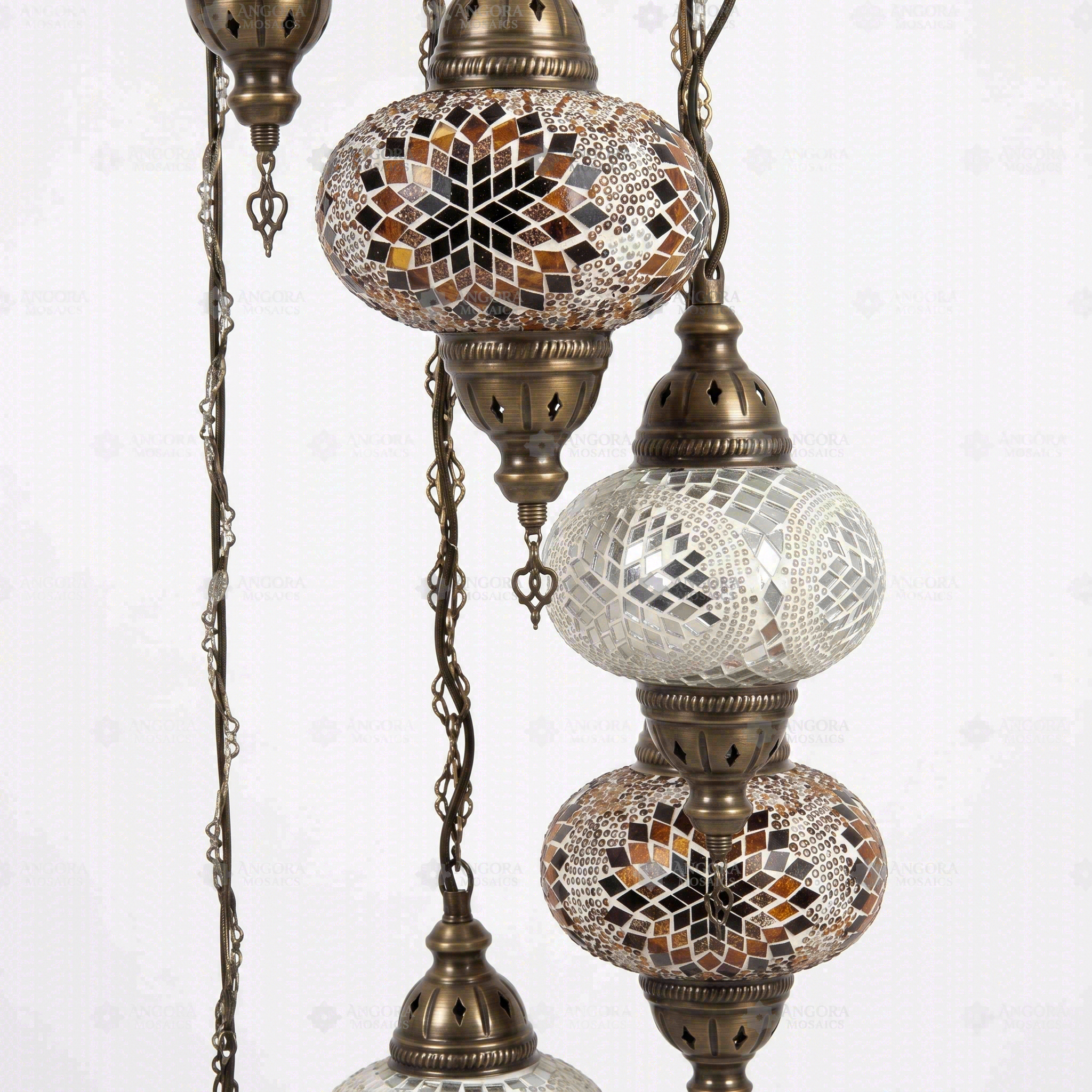 Close-up of Multicolor multicolor jewel mosaic glass globe pattern — chandelier (HLZ7N3 (3018X4-3022X3))