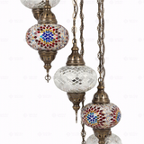 Close-up of Warm Tones mixed warm mosaic glass globe pattern — chandelier (HLZ7N3 (3018X4-3068X3))
