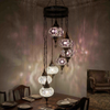 Cool Tones mixed cool Turkish mosaic chandelier in styled room — handmade Moroccan chandelier (HLZ7N3 (3019X4-3043X3))