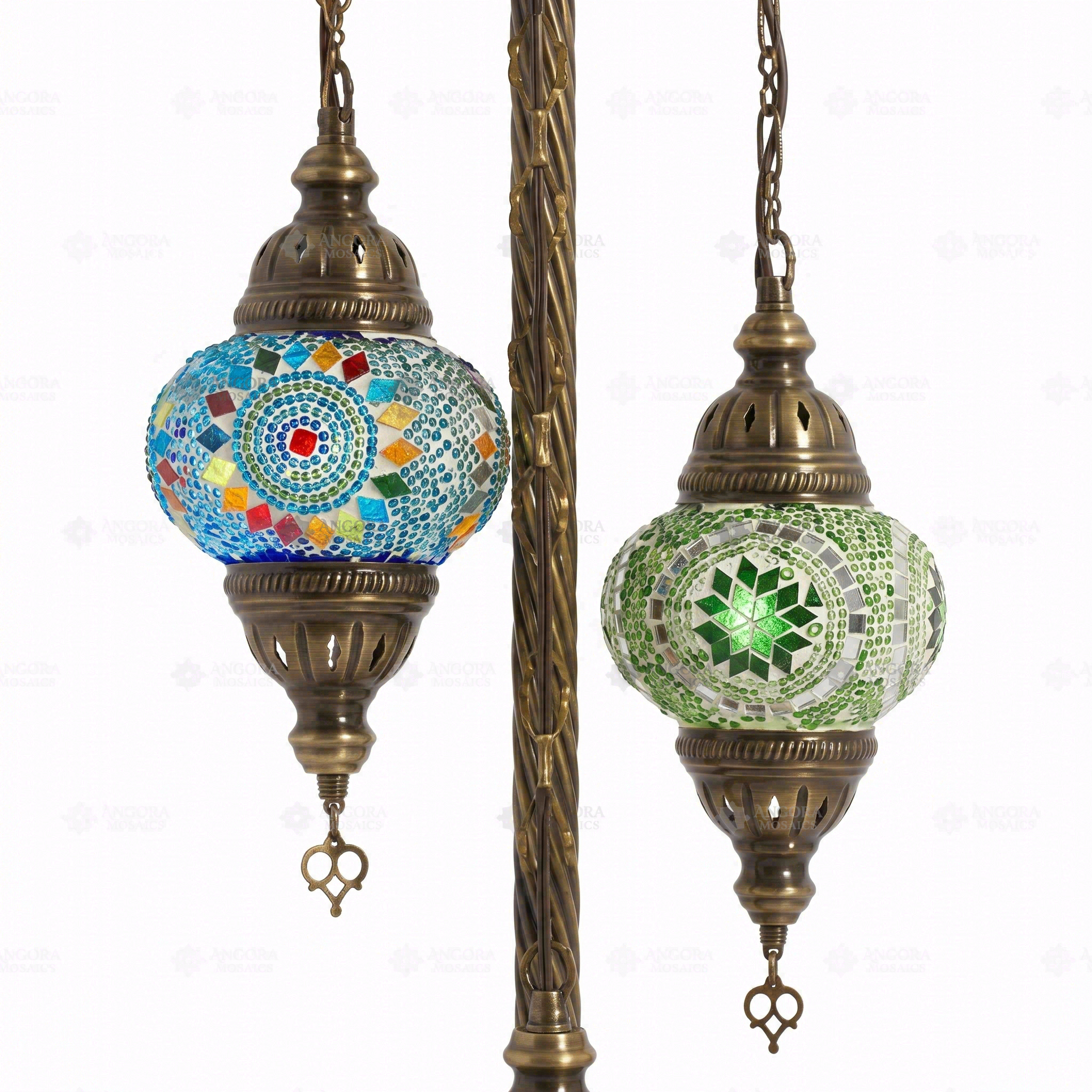 Close-up of Multicolor multicolor jewel mosaic glass globe pattern — floor lamp (LMD3N3 (02-06-50))