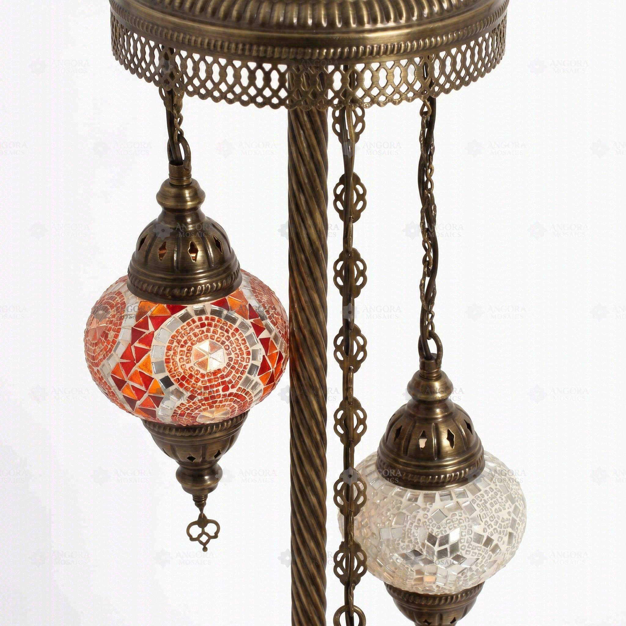 Close-up of Warm Tones mixed warm mosaic glass globe pattern — floor lamp (LMD3N3 (02-10-15))