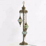 Full view of handmade Multicolor multicolor jewel Turkish mosaic floor lamp on white background (LMD3N3 (06-16-50))