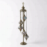 Full view of handmade Multicolor multicolor jewel Turkish mosaic floor lamp on white background (LMD5N3 (01-02-06-07-99))