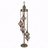Full view of handmade Multicolor multicolor jewel Turkish mosaic floor lamp on white background (LMD5N3 (01-11-17-18-46))