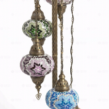 Close-up of Multicolor multicolor jewel mosaic glass globe pattern — floor lamp (LMD5N3 (03-11-16-17-19))