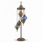 Full view of handmade Multicolor multicolor jewel Turkish mosaic floor lamp on white background (LMD5N3 (03-18-19-53-67))