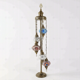 Full view of handmade Multicolor multicolor jewel Turkish mosaic floor lamp on white background (LMD5N3 (11-15-16-18-68))