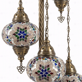 Close-up of Multicolor multicolor jewel mosaic glass globe pattern — floor lamp (LMD5N3 (3017))
