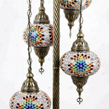 Close-up of Multicolor multicolor jewel mosaic glass globe pattern — floor lamp (LMD5N3 (3018))