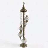Full view of handmade White white glow Turkish mosaic floor lamp on white background (LMD5N3 (3022))