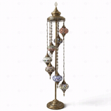 Full view of handmade Multicolor multicolor jewel Turkish mosaic floor lamp on white background (LMD7N3 (04-13-14-24-25-28-29))