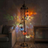 Multicolor multicolor jewel Turkish mosaic floor lamp in styled room — handmade Moroccan floor lamp (LMD7N3 (04-13-14-25-28-29-65))