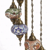 Close-up of Multicolor multicolor jewel mosaic glass globe pattern — floor lamp (LMD7N3 (04-13-14-25-28-29-65))