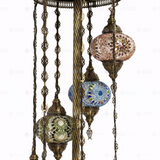 Close-up of Multicolor multicolor jewel mosaic glass globe pattern — floor lamp (LMD7N3 (06-07-12-26-27-65-96))