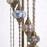 Close-up of Multicolor multicolor jewel mosaic glass globe pattern — floor lamp (LMD9N3 (03-11-16-17-18-19-21-29-34))