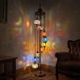Multicolor multicolor jewel Turkish mosaic floor lamp in styled room — handmade Moroccan floor lamp (LMD9N3 (04-06-07-13-24-25-26-28-65))