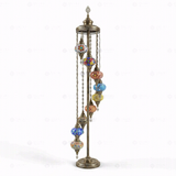 Full view of handmade Multicolor multicolor jewel Turkish mosaic floor lamp on white background (LMD9N3 (04-06-07-13-24-25-26-28-65))