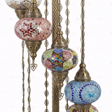 Close-up of Multicolor multicolor jewel mosaic glass globe pattern — floor lamp (LMD9N3 (04-06-13-14-24-25-28-29-65))