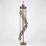 Full view of handmade Multicolor multicolor jewel Turkish mosaic floor lamp on white background (LMD9N3 (3002))