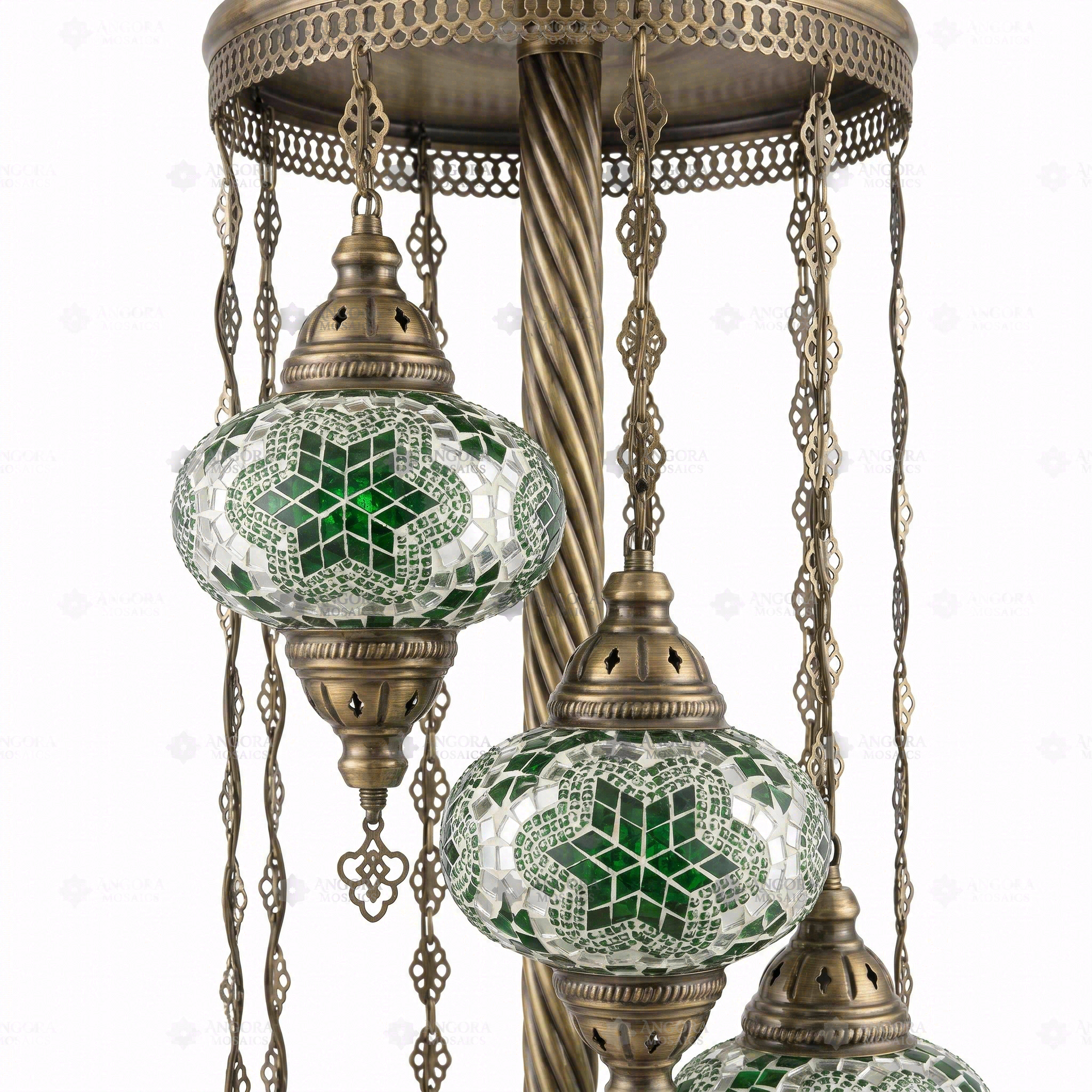 Close-up of Green green jewel mosaic glass globe pattern — floor lamp (LMD9N3 (3003))