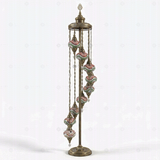 Full view of handmade Multicolor multicolor jewel Turkish mosaic floor lamp on white background (LMD9N3 (3004))