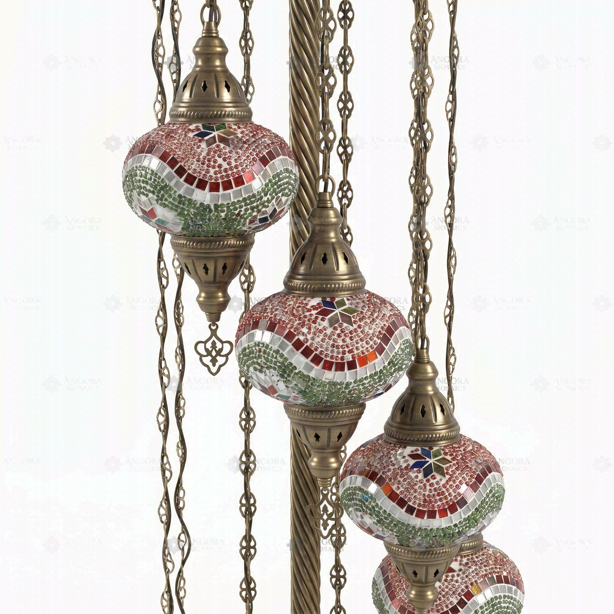 Close-up of Multicolor multicolor jewel mosaic glass globe pattern — floor lamp (LMD9N3 (3004))