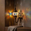 Multicolor multicolor jewel Turkish mosaic wall sconce in styled room — handmade Moroccan wall sconce (ENV APN1061)
