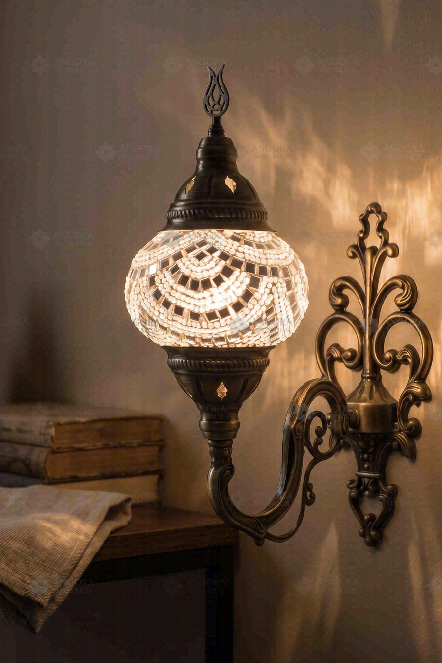 White Mirrored Wall Sconce