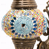 Close-up of Multicolor multicolor jewel mosaic glass globe pattern — wall sconce (ENV APN2010)