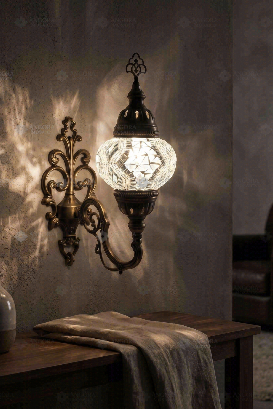 White Mirrored Wall Sconce