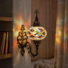 Multicolor multicolor jewel Turkish mosaic wall sconce in styled room — handmade Moroccan wall sconce (ENV APN3002)