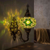Green green jewel Turkish mosaic wall sconce in styled room — handmade Moroccan wall sconce (ENV APN3003)