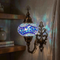 Blue blue jewel Turkish mosaic wall sconce in styled room — handmade Moroccan wall sconce (ENV APN3005)