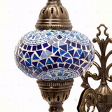 Close-up of Blue blue jewel mosaic glass globe pattern — wall sconce (ENV APN3005)