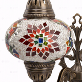 Close-up of Multicolor multicolor jewel mosaic glass globe pattern — wall sconce (ENV APN3007)