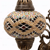 Close-up of Multicolor multicolor jewel mosaic glass globe pattern — wall sconce (ENV APN3013)