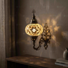 Clear clear neutral Turkish mosaic wall sconce in styled room — handmade Moroccan wall sconce (ENV APN3015)
