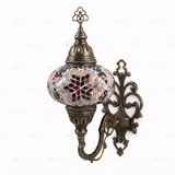 Full view of handmade Multicolor multicolor jewel Turkish mosaic wall sconce on white background (ENV APN3017)