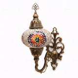 Full view of handmade Multicolor multicolor jewel Turkish mosaic wall sconce on white background (ENV APN3018)