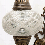 Close-up of White white glow mosaic glass globe pattern — wall sconce (ENV APN3023)